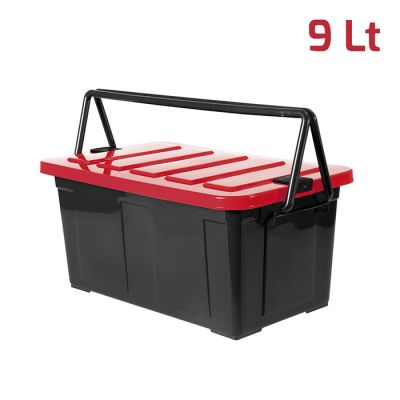 Hobby box antracite con coperchio rosso