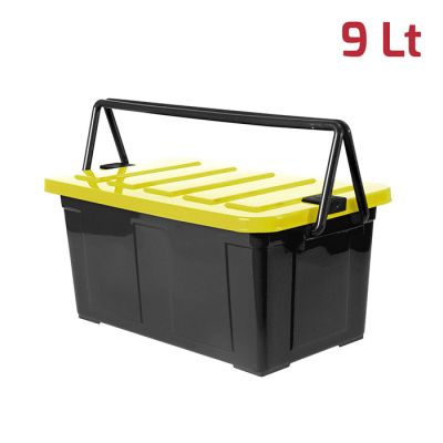 Hobby box antracite con coperchio giallo