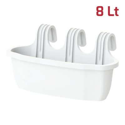 Vaso per Ringhiera Flora 3 Ganci 8L Bianco
