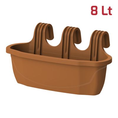 Vaso per Ringhiera Flora 3 Ganci 8L Terracotta
