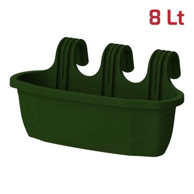 Vaso per Ringhiera Flora 3 Ganci 8L Verde
