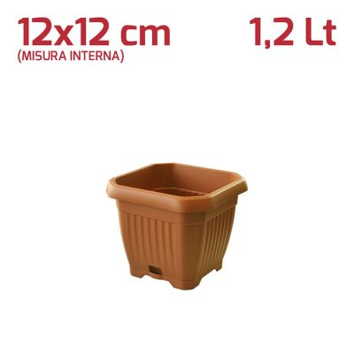 Vaso Quadrato Gaia con Sottovaso 12cm Terracotta