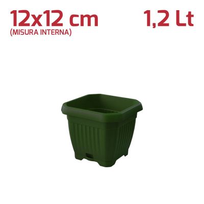 Vaso Quadrato Gaia con Sottovaso 12cm Verde