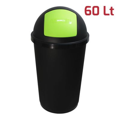 Bidone Zeuss 60Lt Nero con Battola Verde