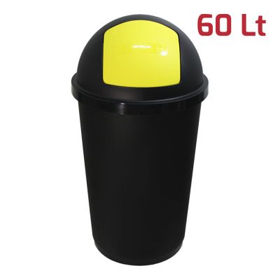 Bidone Zeuss 60Lt Nero con Battola Giallo Vivo