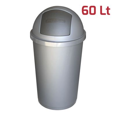 Bidone Zeuss 60Lt Silver con Battola Antracite