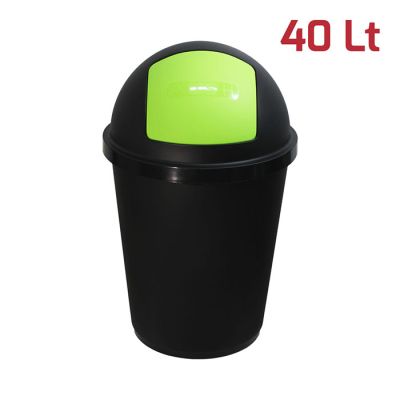 Bidone Zeuss 40Lt Nero con Battola Verde
