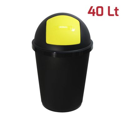 Bidone Zeuss 40Lt Nero con Battola Giallo Vivo