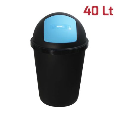 Bidone Zeuss 40Lt Nero con Battola Turchese