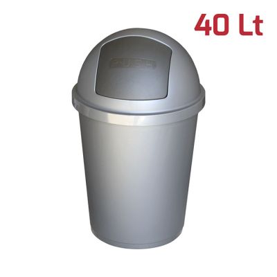Bidone Zeuss 40Lt Silver con Battola Antracite
