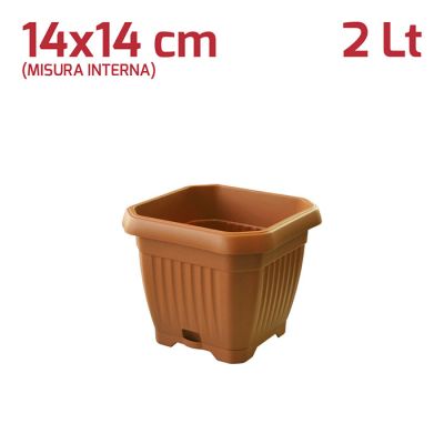 Vaso Quadrato Gaia con Sottovaso 14cm Terracotta