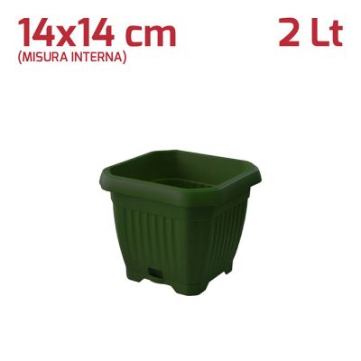 Vaso Quadrato Gaia con Sottovaso 14cm Verde