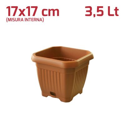 Vaso Quadrato Gaia con Sottovaso 17cm Terracotta