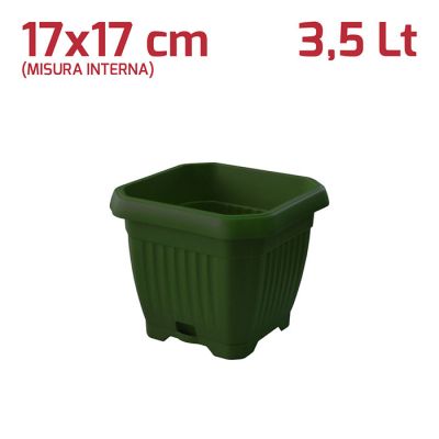 Vaso Quadrato Gaia con Sottovaso 17cm Verde