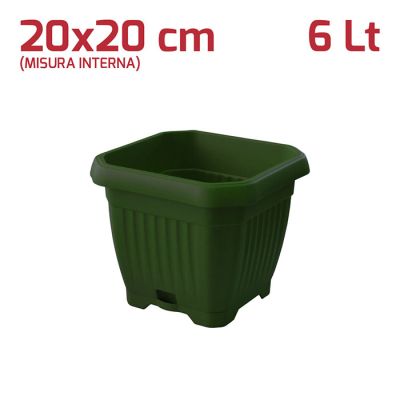 Vaso Quadrato Gaia con Sottovaso 20cm Verde