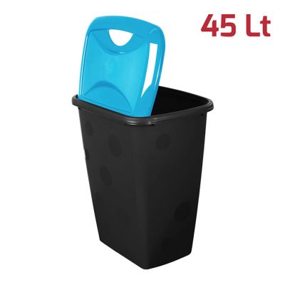 Pattumiera Bubble 45Lt con coperchio Celeste