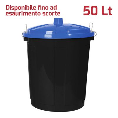 Big Bin 50LT con chiusure Nero Coperchio Blu