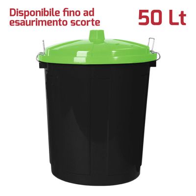Big Bin 50LT con chiusure Nero Coperchio Verde