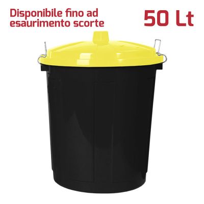 Big Bin 50LT con chiusure Nero Coperchio Giallo