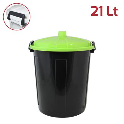 Big Bin 21LT con chiusure Nero Coperchio Verde
