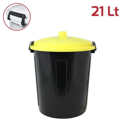 Big Bin 21LT con chiusure Nero Coperchio Giallo