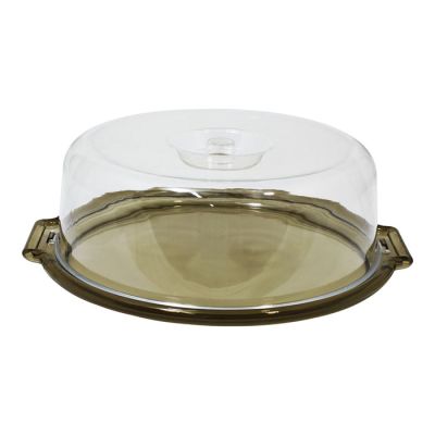 Portadolci Tondo Big D37cm Base Taupe Trasparente