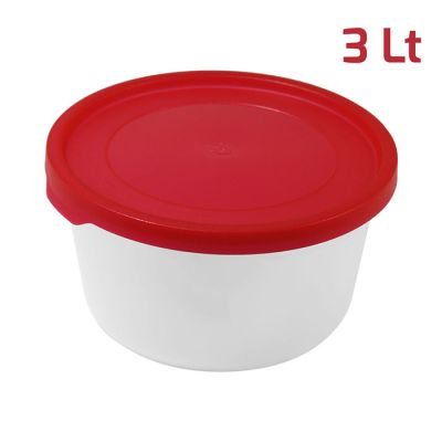 Contenitore Fresko Tondo 3L Cop. Rosso Trasp.