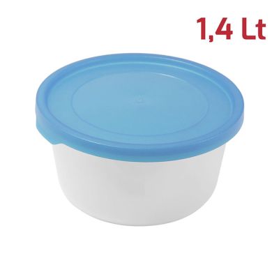 Contenitore Fresko Tondo 1,4L Cop. Azzurro Trasp.