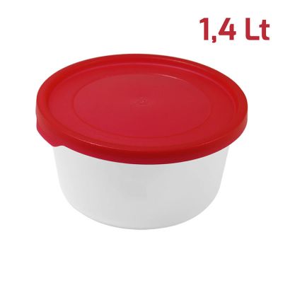 Contenitore Fresko Tondo 1,4L Cop. Rosso Trasp.
