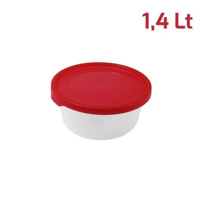 Contenitore Fresko Tondo 0,2L Cop. Rosso Trasp.