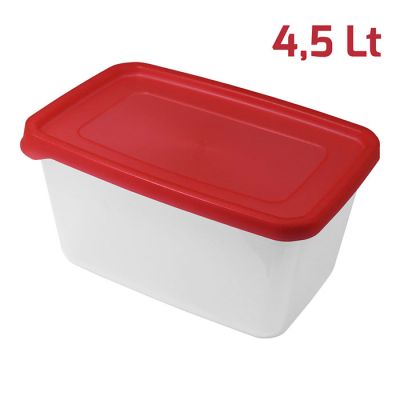 Contenitore Fresko Rett. 4,5L Cop. Rosso Trasp.