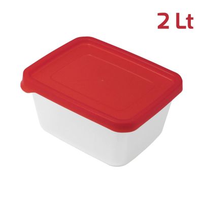 Contenitore Fresko Rett. 2L Cop. Rosso Trasp.