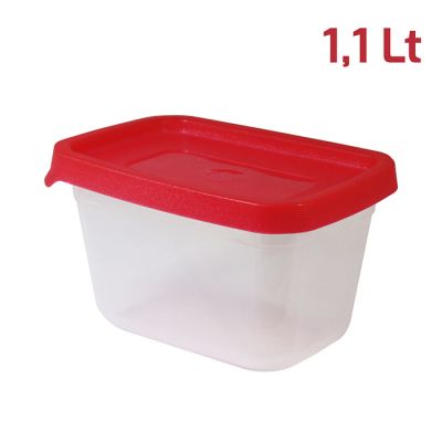 Contenitore Fresko Rett. 1,1LT Cop. Rosso Trasp