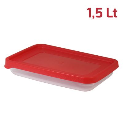 Contenitore Fresko Rett. 1,5LT Cop. Rosso Trasp