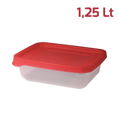 Contenitore Fresko Rett. 1,25LT Cop. Rosso Trasp