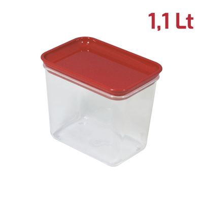 Barattolo Like Rettangolare 1,1L Cop. Rosso