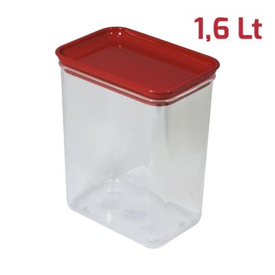 Barattolo Like Rettangolare 1,6L Cop. Rosso
