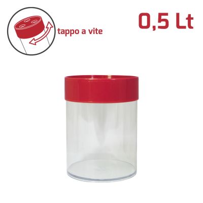 Barattolo Komodo Tondo 0,5L con Tappo a Vite Rosso