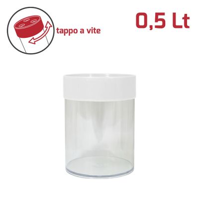 Barattolo Komodo Tondo 0,5L con Tappo Vite Bianco