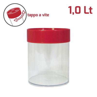 Barattolo Komodo Tondo 1L con Tappo a Vite Rosso