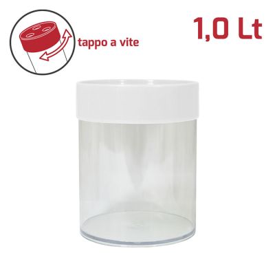 Barattolo Komodo Tondo 1L con Tappo a Vite Bianco