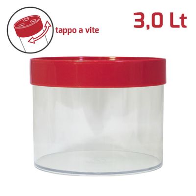 Barattolo Komodo Tondo 3L con Tappo a Vite Rosso