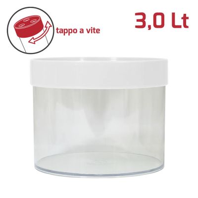 Barattolo Komodo Tondo 3L con Tappo a Vite Bianco