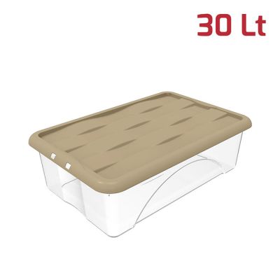 Storage Box Dune 30Lt Trasparente + Cop Gr Tortora
