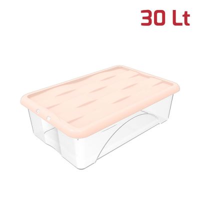 Storage Box Dune 30Lt Trasparente + Cop Rosa