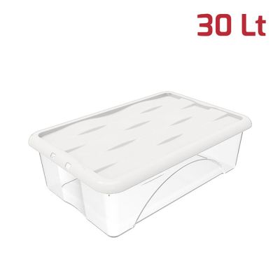 Storage Box Dune 30Lt Trasparente + Cop Bianco pan