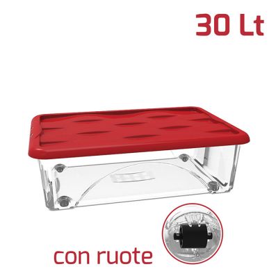 Storage Box Dune 30Lt Con Ruote Trasp + Cop Rosso