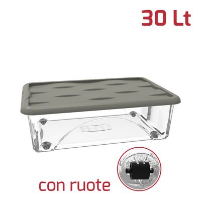 Storage Box Dune 30Lt Con Ruote Coperchio Grigio