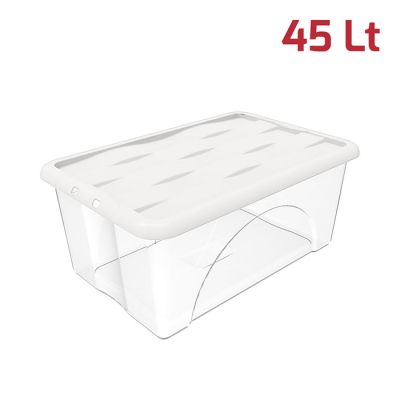 Storage Box Dune 45Lt Base Trasp+Cop Bianco panna