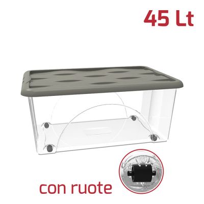 Storage Box Dune 45Lt Con Ruote e Coperchio Grigio